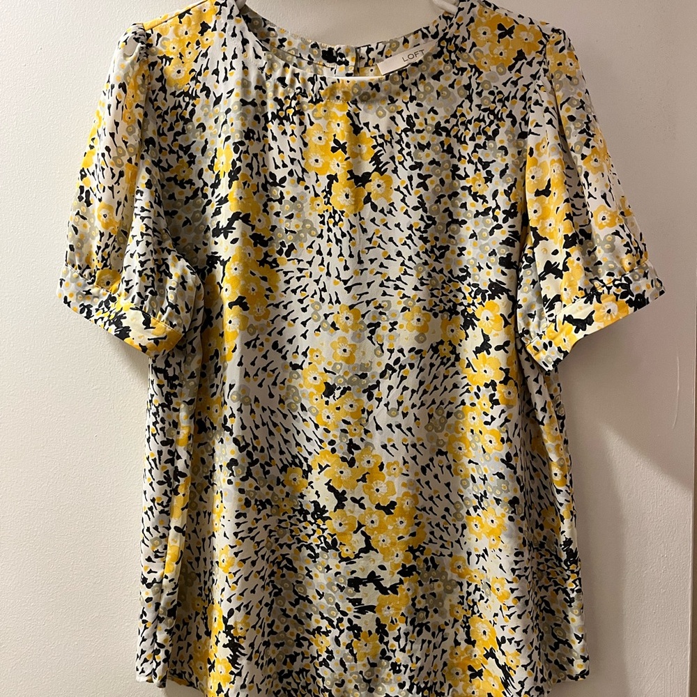 Loft yellow and gray blouse